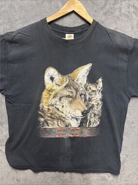 Y2K Era / Style Vintage 90s Aztec Wolf Tee Animal Print size XL